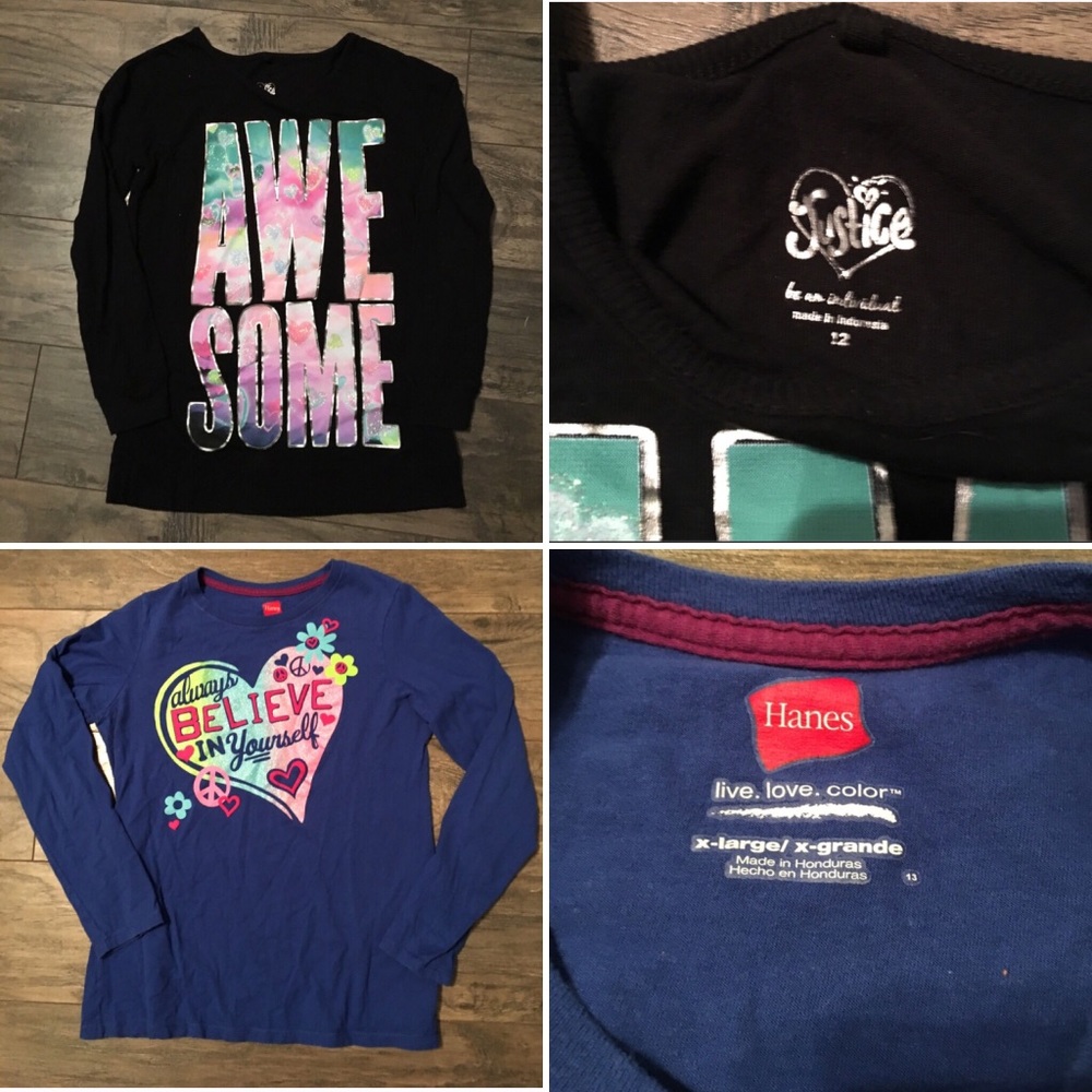 Bundle of 2 girls long sleeve graphic T-shirts EUC